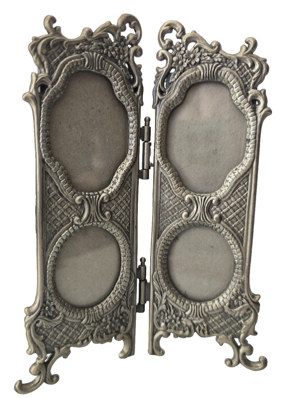 "Elias" Picture Frame Ornate Pewter 4 Minuture Photo 6" Tall